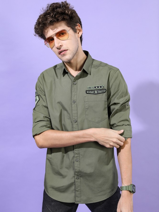 Buy Highlander Olive Slim Fit Solid Casual Shirt For Men Online At Rs.553 -  Ketch