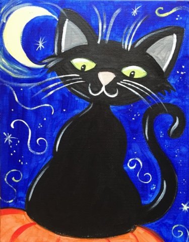 Kids Painting Halloween Cat - Step By Step Painting With Tracie Kiernan