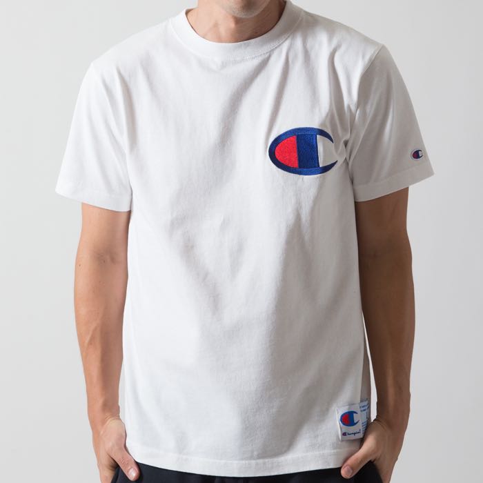 Champion Big Logo Print T-Shirt White - 211984 | All About Korea