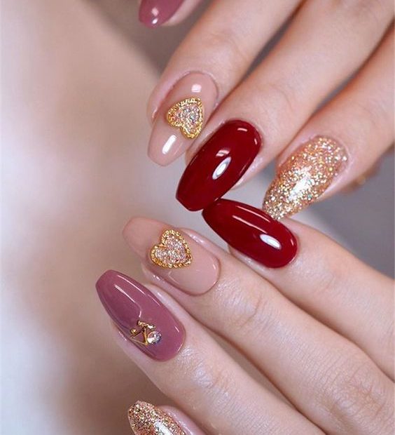 Red Nail Art For Chinese New Year