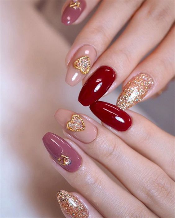Red Nail Art For Chinese New Year
