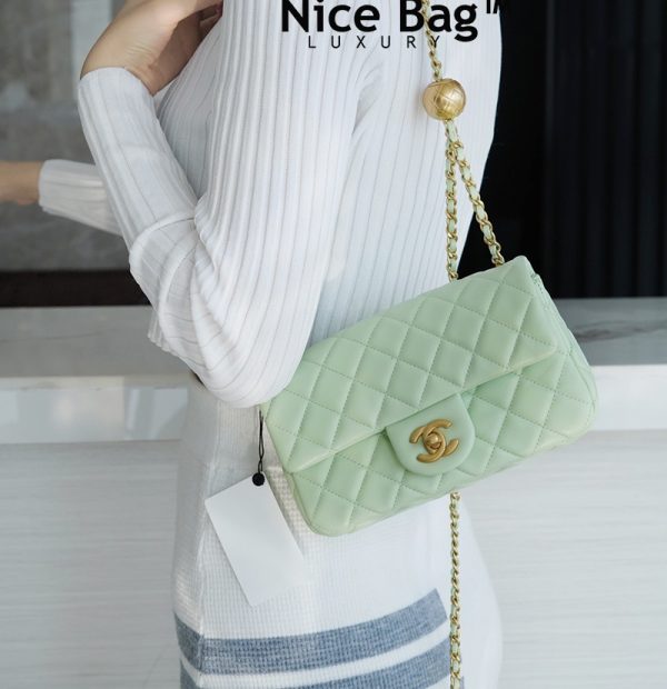 Chanel Lambskin Quilted Mini Cc Pearl Crush Rectangular Flap Green - Nice  Bag™