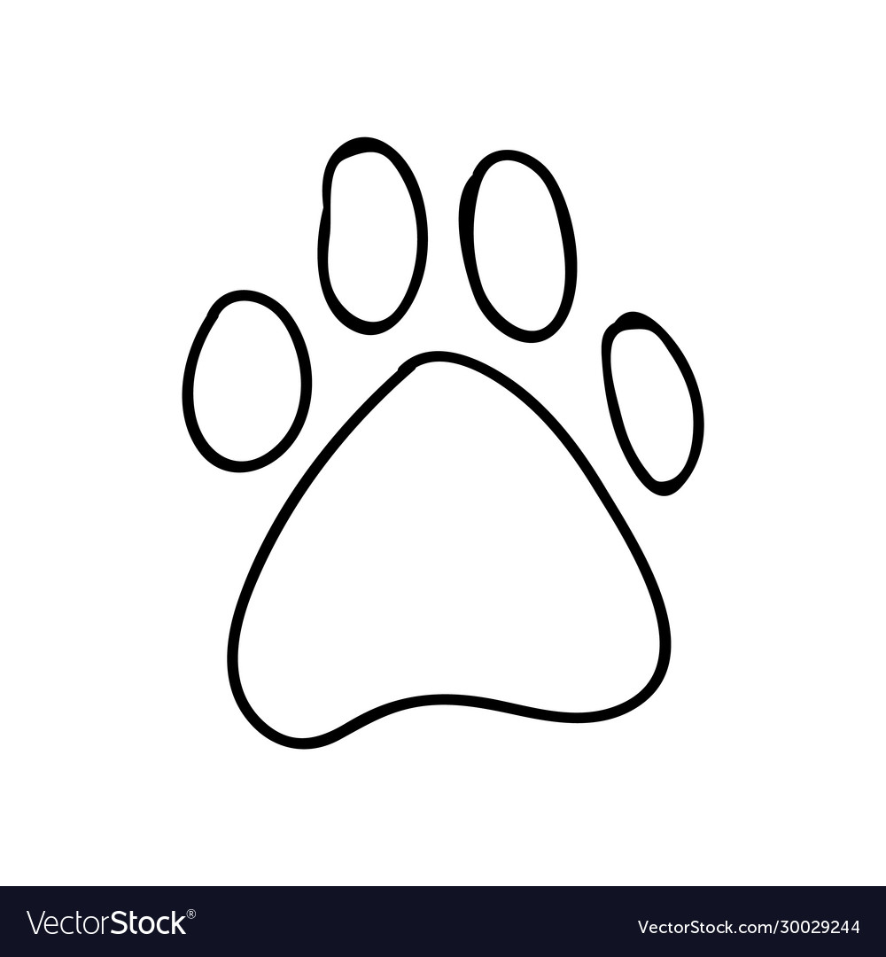 Cute Cartoon Monochrome Dog Paw Print Lineart Vector Image