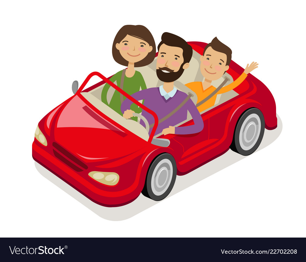 Family Travels By Car Cartoon Royalty Free Vector Image