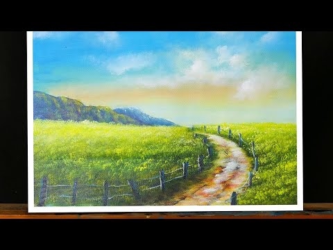 Học Vẽ Tranh Phong Cảnh, Cánh Đồng Quê Hương-How To Paint Landscapes With  Acrylic 51 - Youtube