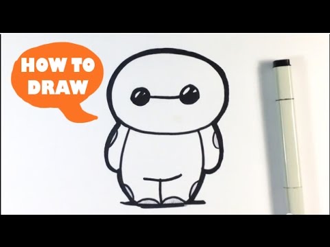 How To Draw Cute Baymax From Big Hero 6 - Easy Things To Draw - Youtube