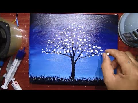 Vẽ Tranh Cây Bông Trắng Đơn Giản Với Màu Acrylic - Youtube