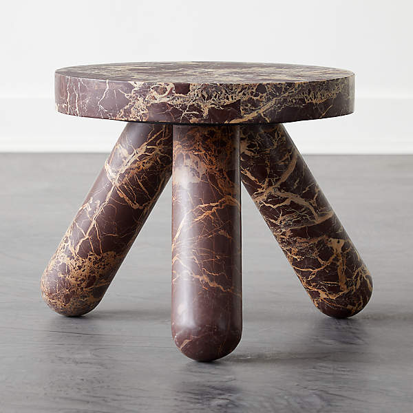 Jaxx Red Marble Modern Side Table + Reviews | Cb2
