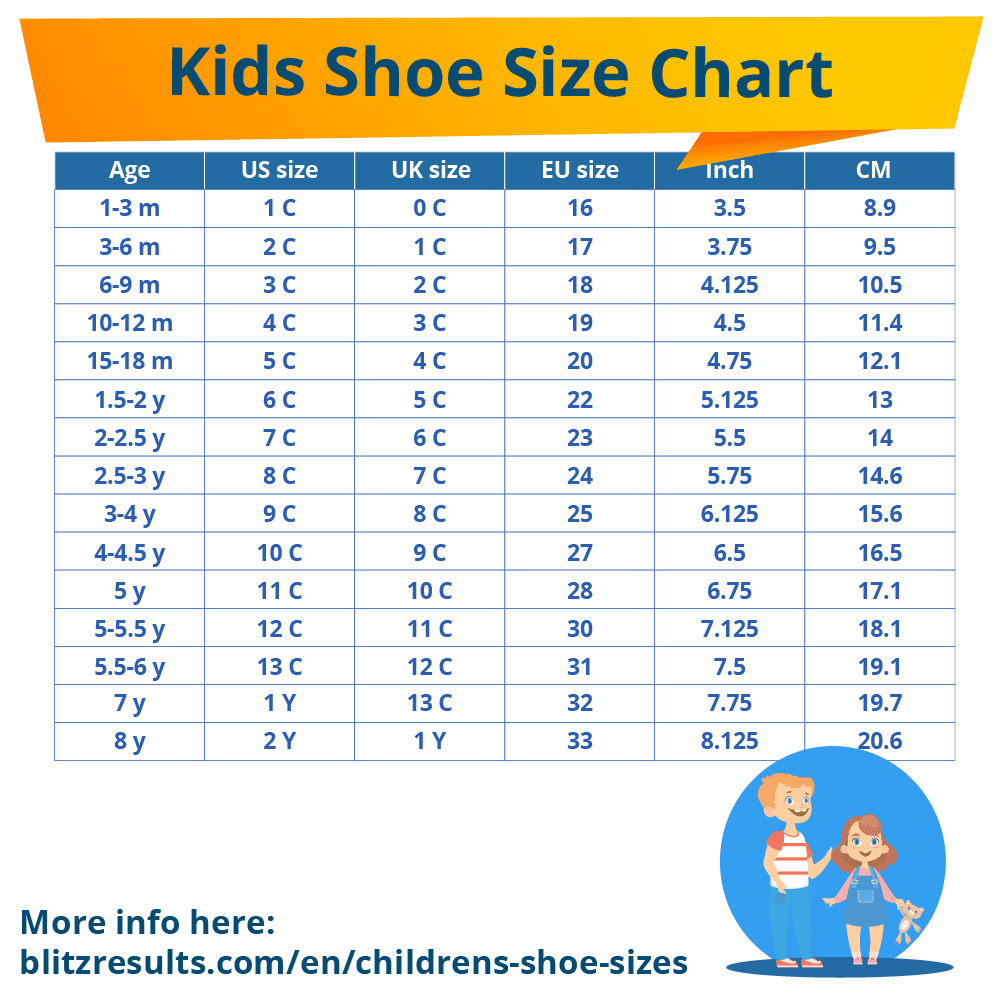 Kids' Shoe Size Chart: Children'S Shoe Sizes The Easy Way!