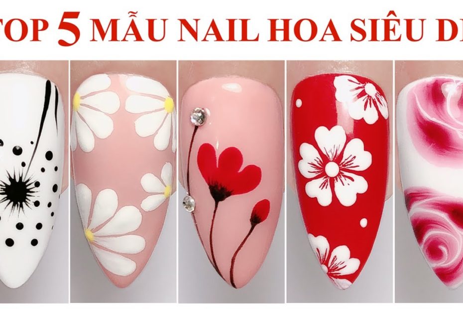 5 Easy Flowers Nail Art For Beginner - Youtube
