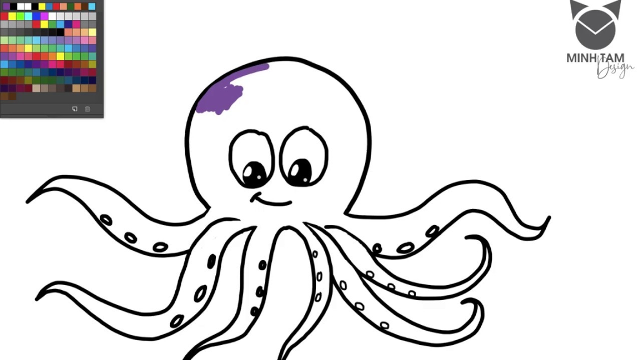 5 Bước Vẽ Con Bạch Tuộc Hạnh Phúc - Draw An Octopus - Youtube