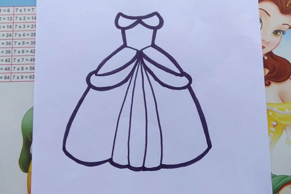 How To Draw And Color Princess Dress For Kids - Cách Vẽ Váy Công Chúa Đơn  Giản - Youtube