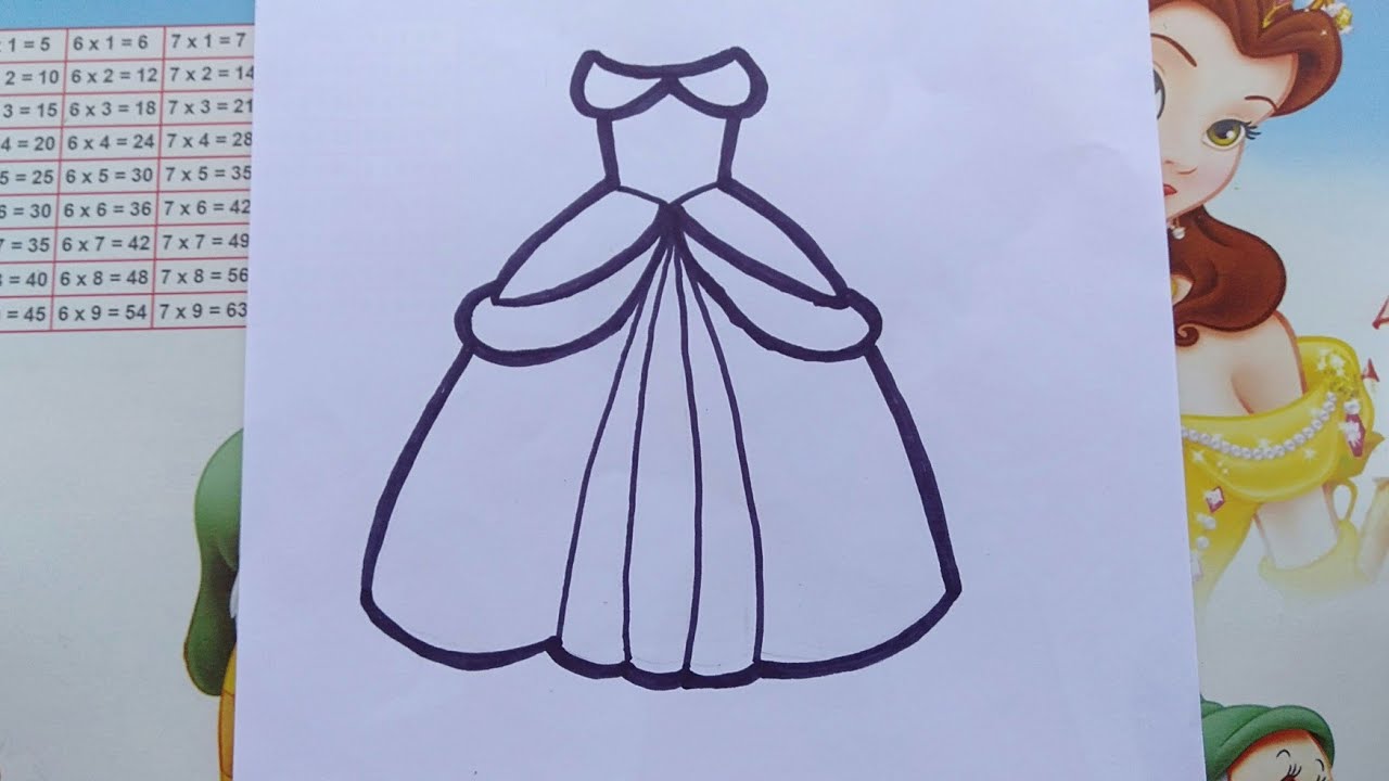 How To Draw And Color Princess Dress For Kids - Cách Vẽ Váy Công Chúa Đơn  Giản - Youtube