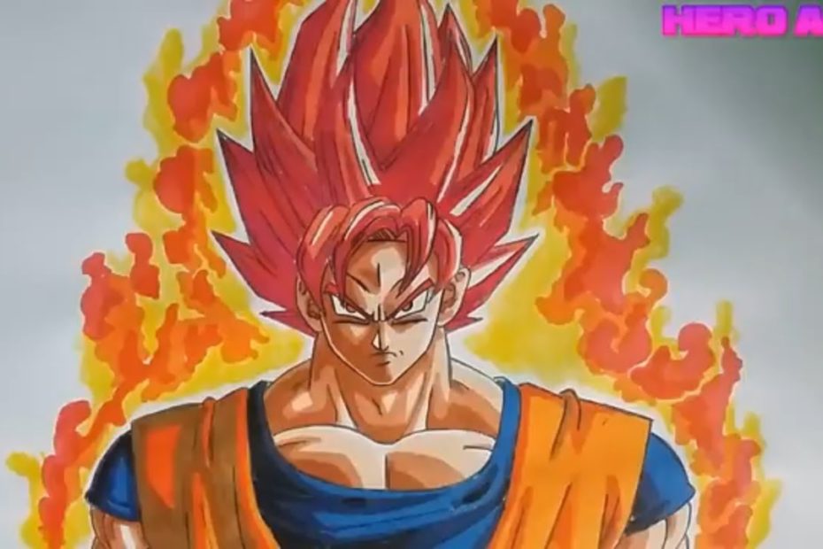 Cách Vẽ Tranh Goku Super Saiyan God-How To Draw-Hero Art - Youtube