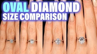 Oval Shaped Diamond Size Comparison On Hand Finger Engagement Ring Cut .75  Carat 2 Ct 1 3 4 1.5 .25 - Youtube