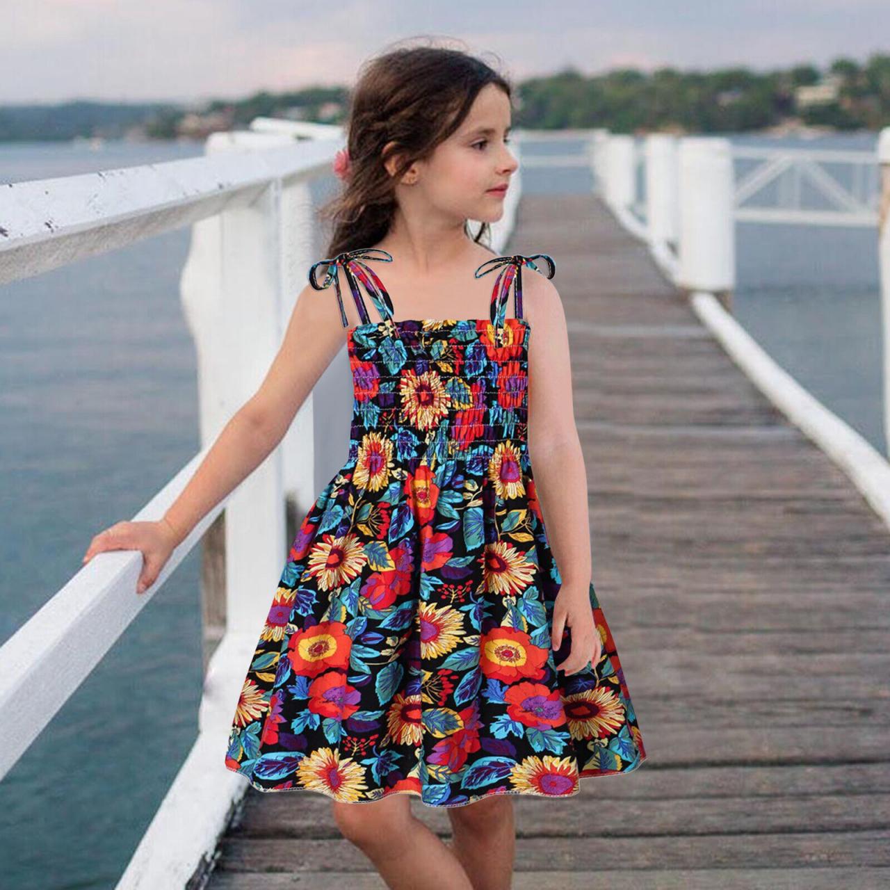 Strap Sleeveless Casual Dresses Kids Clothes Summer Baby Girls Beach  Toddler | Ebay
