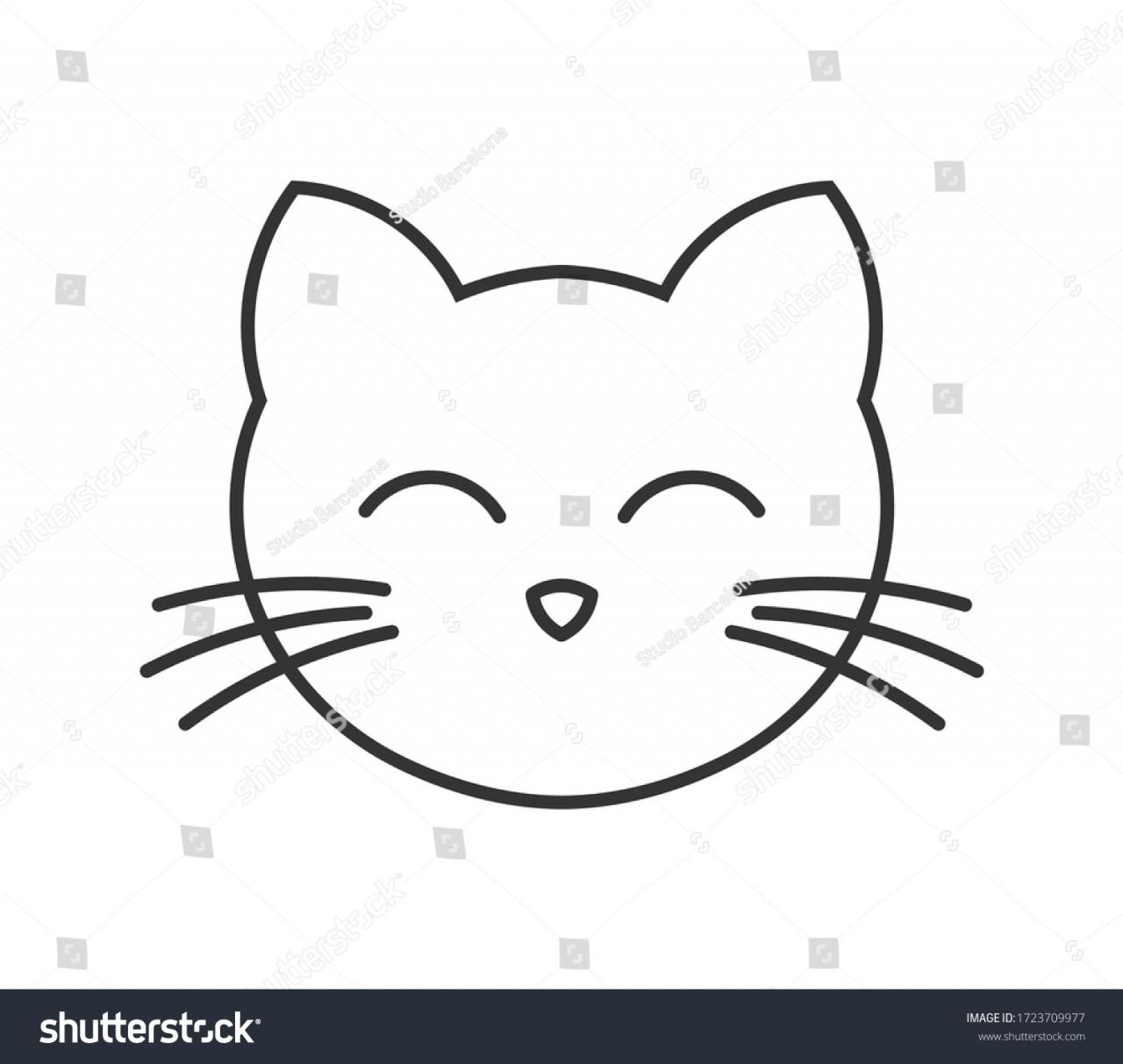 Cute Cat Face Line Icon Vector Stock Vector (Royalty Free) 1723709977 |  Shutterstock